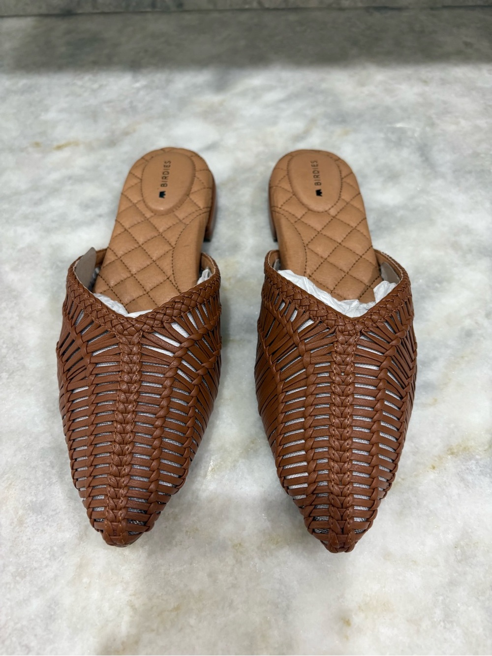 Birdies Brown Woven Leather Pointed Slip-On Mules 6.5 - Picture 4 of 8